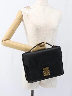 LOUIS VUITTON Epi Monceau 28 Hand Bag Black